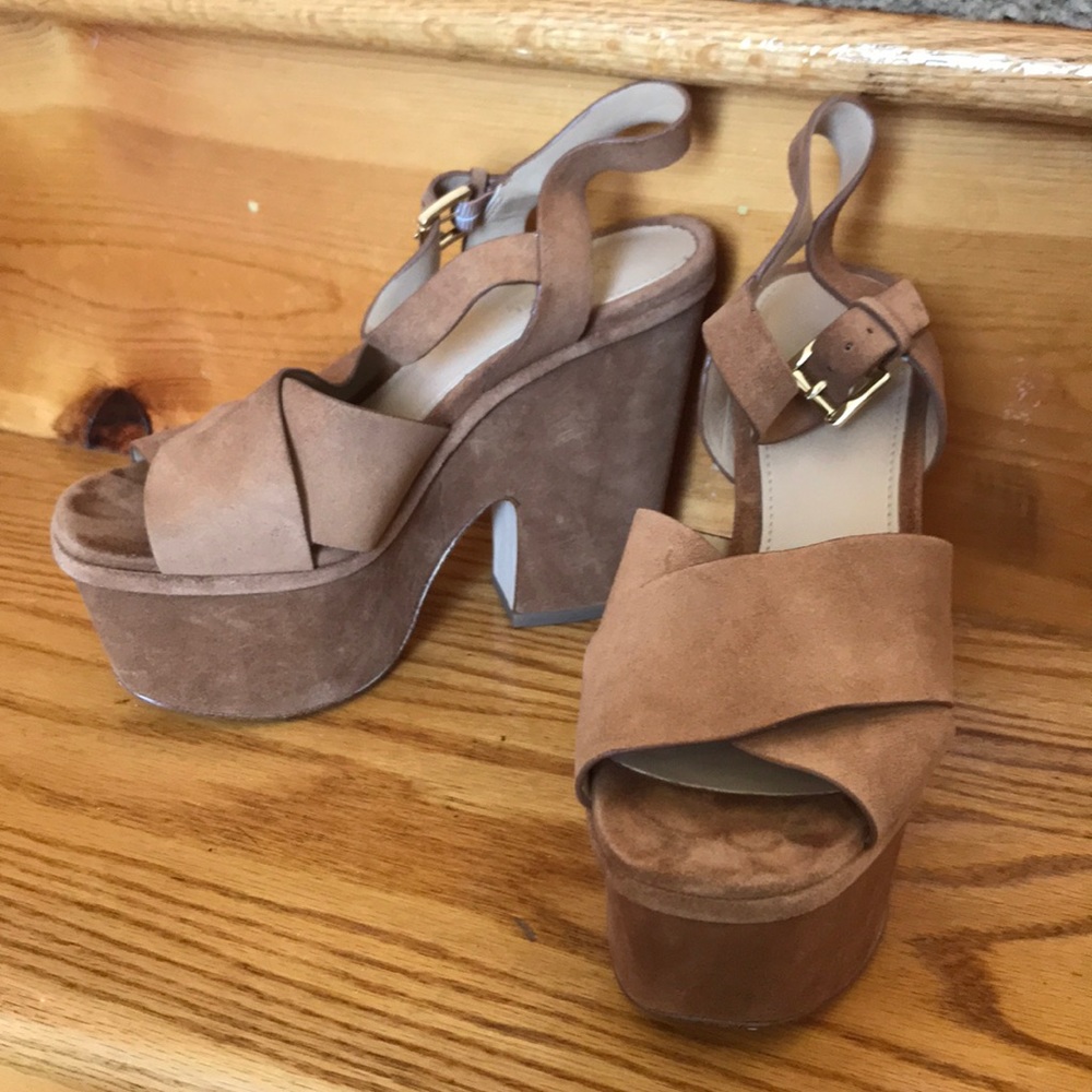 Michael Kors Divia Suede Brown Platform Sandal 5.5